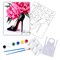 "Pink Flowers and Pumps" DIY Canvas Art Kit, Adult Beginner, Acrylic Paint Size 11x14 inch